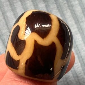 Brown and Tan Giraffe Print Resin Ring 6.5